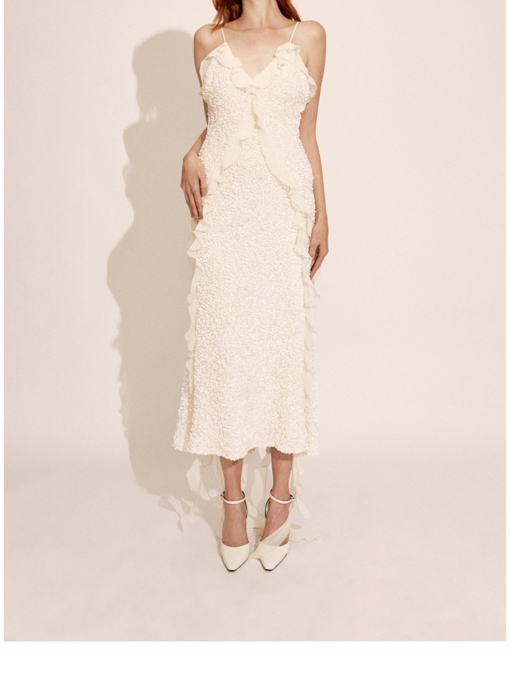 Bardot  Marsella Ruffle Midi Dress In Ivory